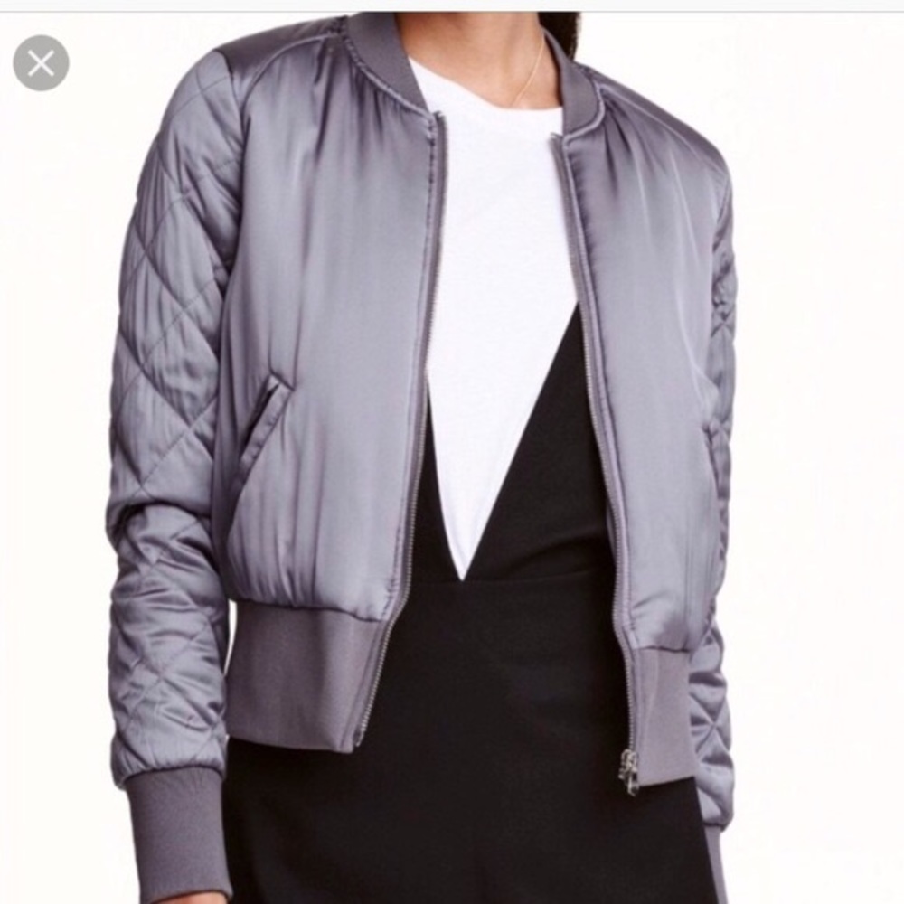 Lavender H&M Cropped Bomber Jacket